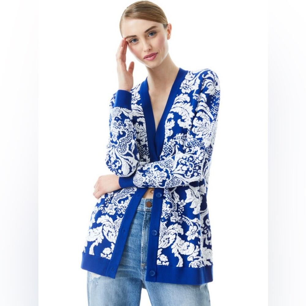 Alice + Olivia Bradford Paisley Grandpa Cardigan L